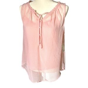 (NWT)2 Piece Set Liz Claiborne Pink Henley Ruffle Tank English Rose‎ Size Medium